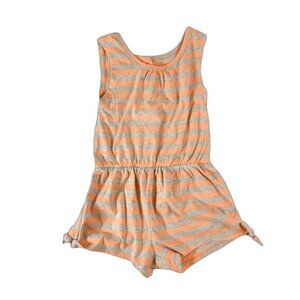 Harper Canyon Striped Jumpsuit Orange-Gray Sleeveless Size: 3T Toddler Girl